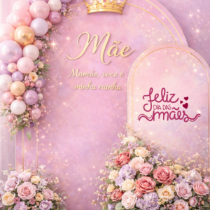 PAINEL DECORATIVO DIA DAS MÃES – MAMÃE MINHA RAINHA + TAG