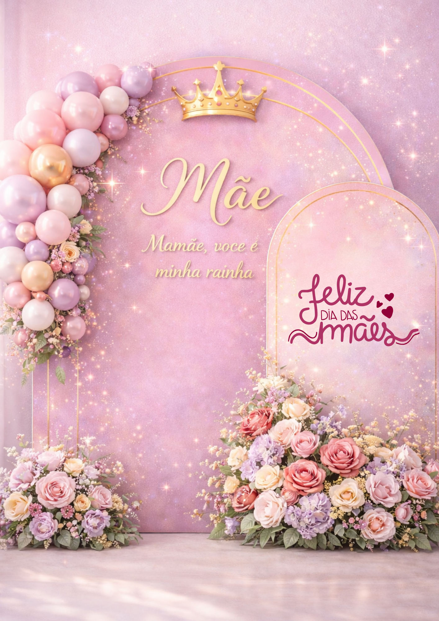 PAINEL DECORATIVO DIA DAS MÃES – MAMÃE MINHA RAINHA + TAG