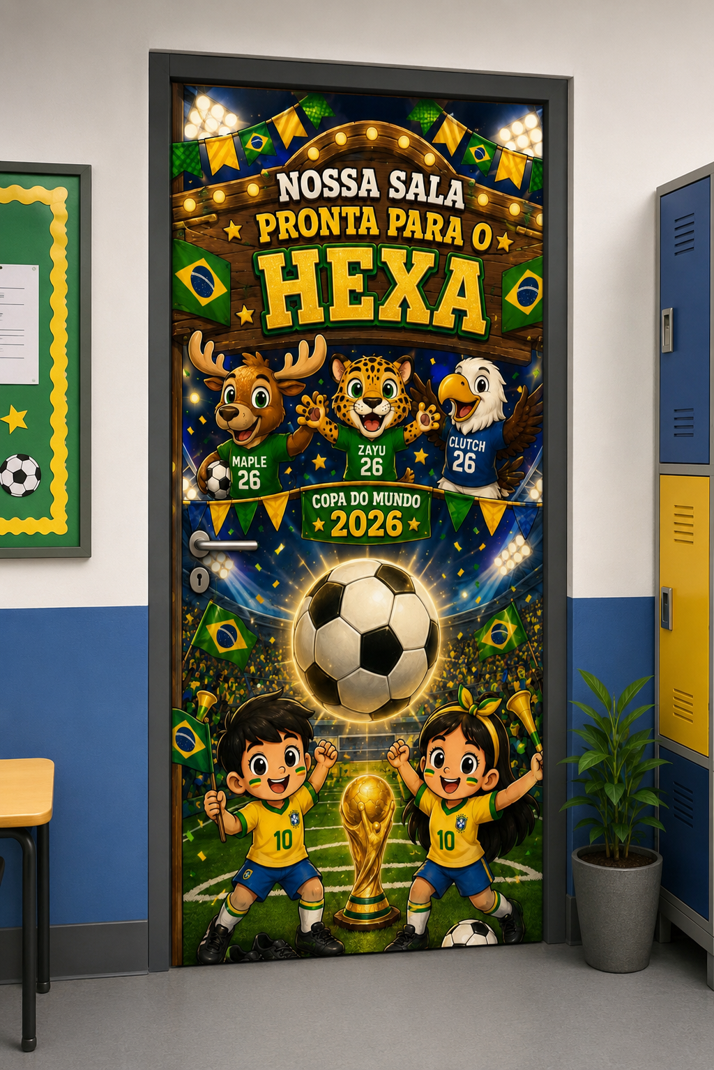 Painel de porta nossa sala pronta para o hexa