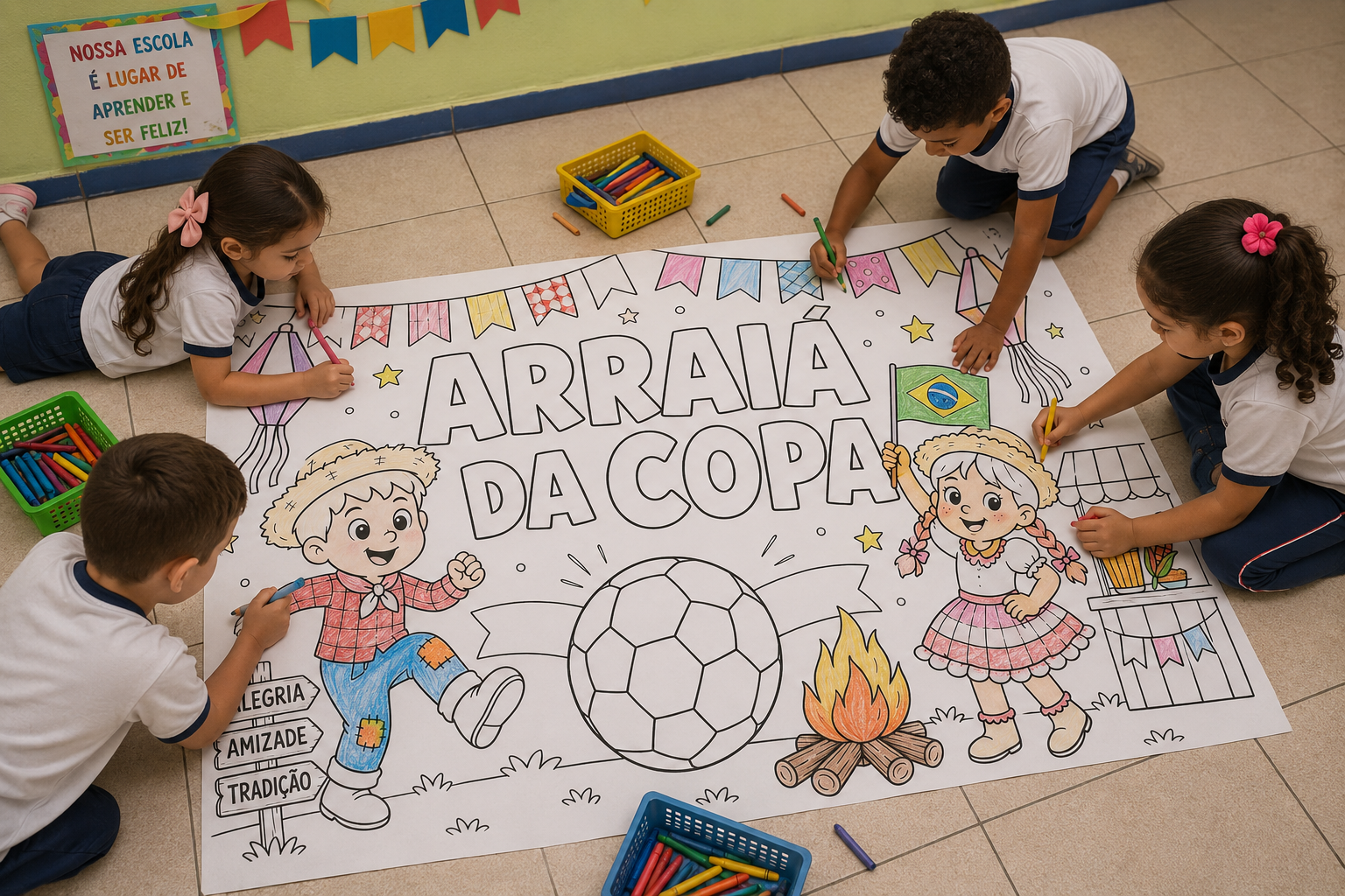 Cartaz para Pintura Coletiva – Arraiá da Copa