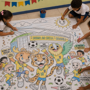 Cartaz para pintura coletiva copa do mundo