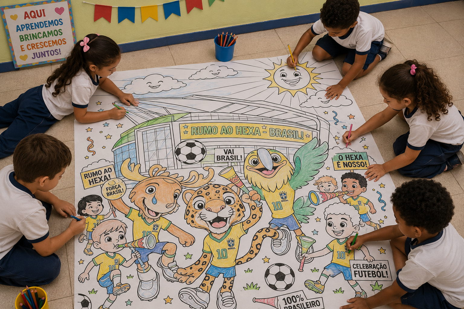 Cartaz para pintura coletiva copa do mundo