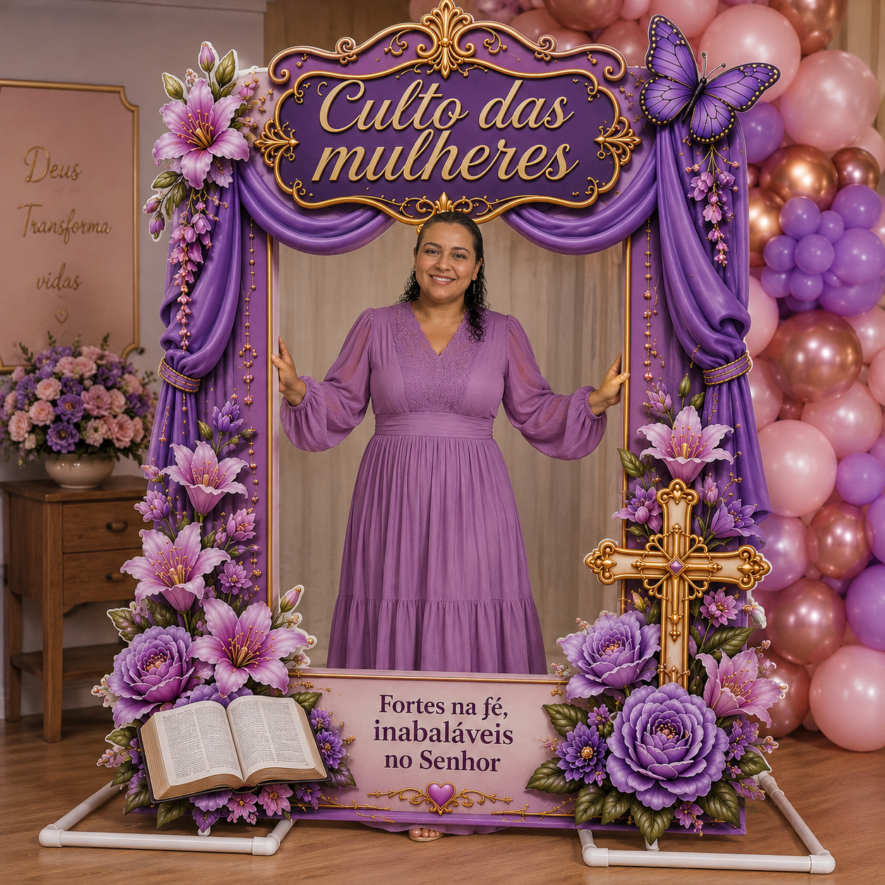 PAINEL PARA FOTO – CULTO DAS MULHERES lilás - Imagem 2