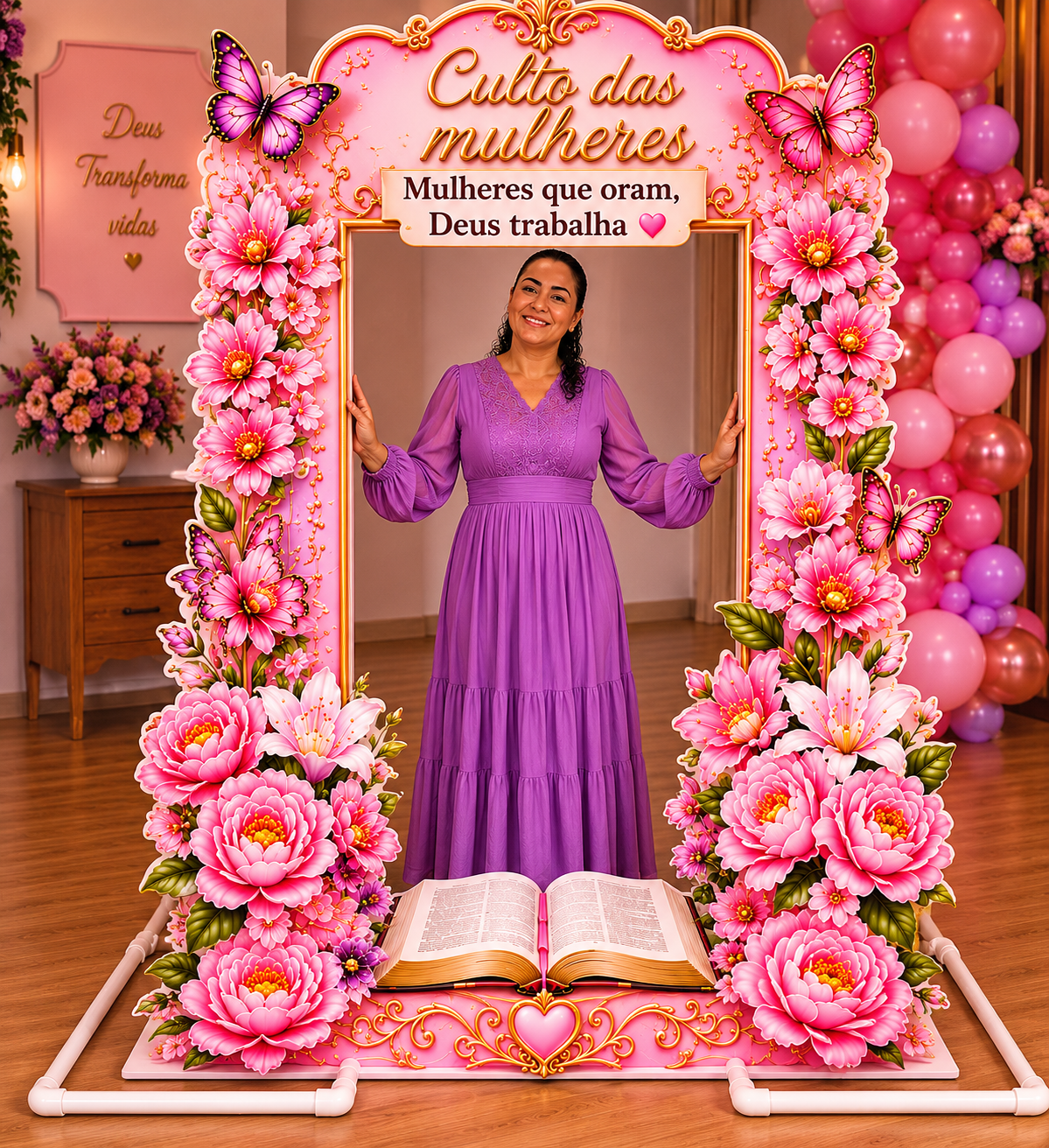 Painel para foto "Culto de mulheres" rosa - Imagem 2