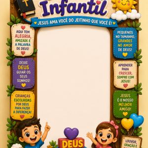 Painel para foto infantil "Deus me ama"