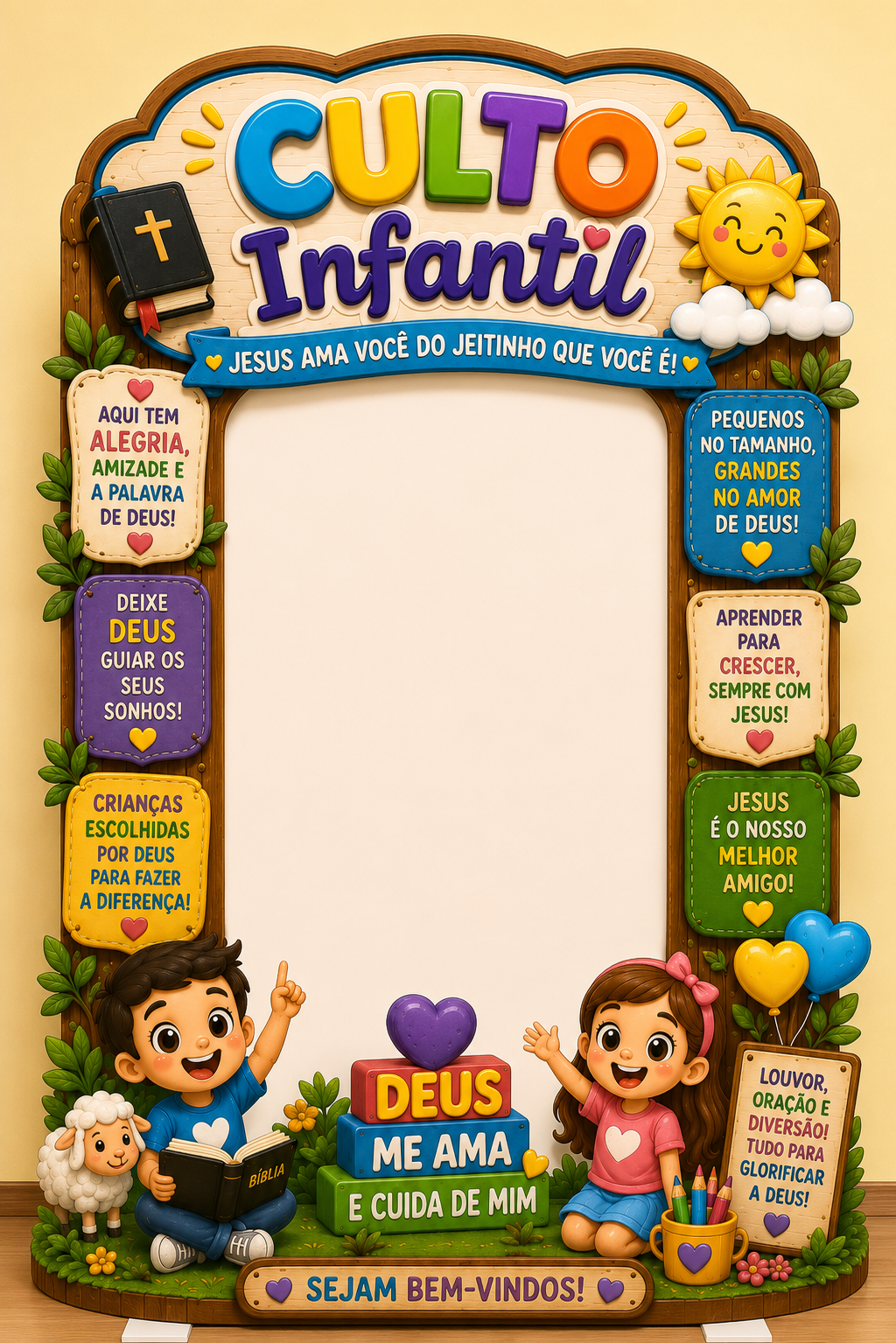 Painel para foto infantil "Deus me ama"