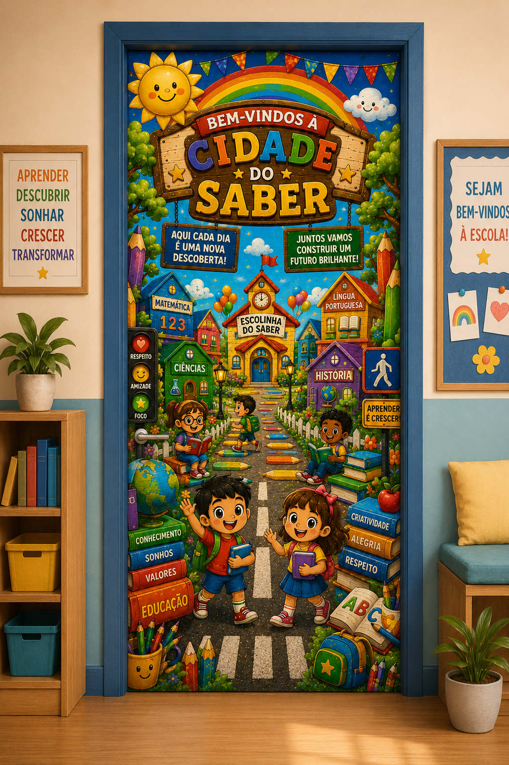 Painel para porta Bem vindos a cidade do saber