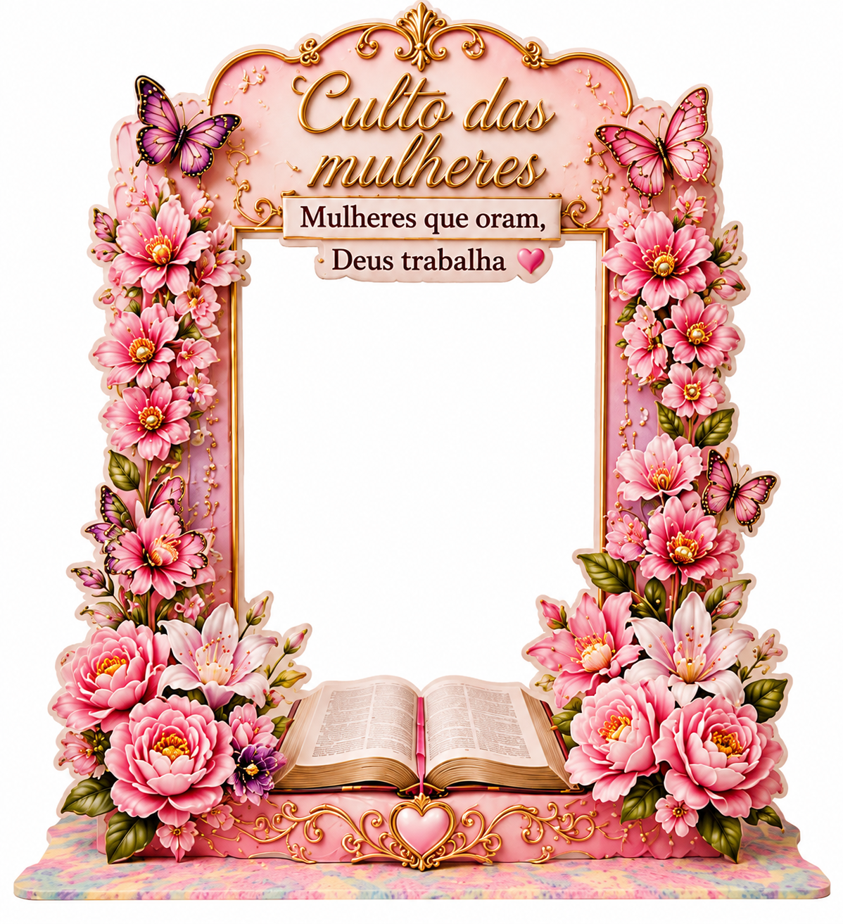 Painel para foto "Culto de mulheres" rosa