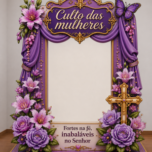 PAINEL PARA FOTO – CULTO DAS MULHERES lilás