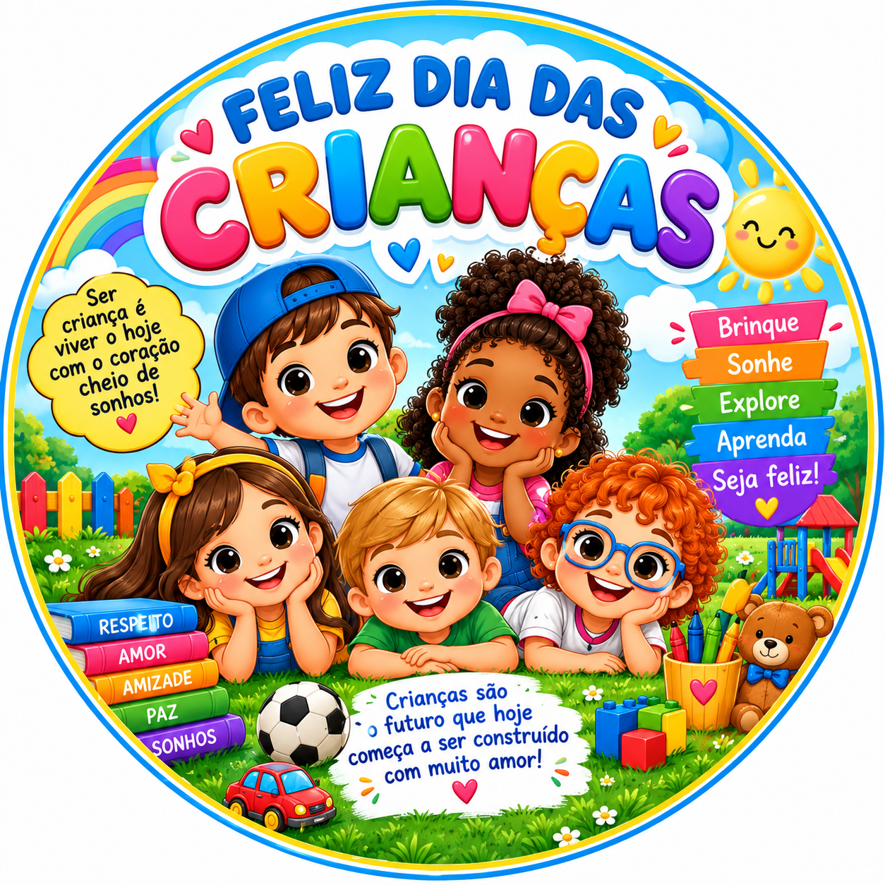Painel Redondo Feliz dia da crianças