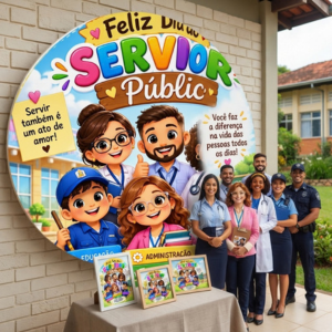 Painel redondo Dia do Servidor Público